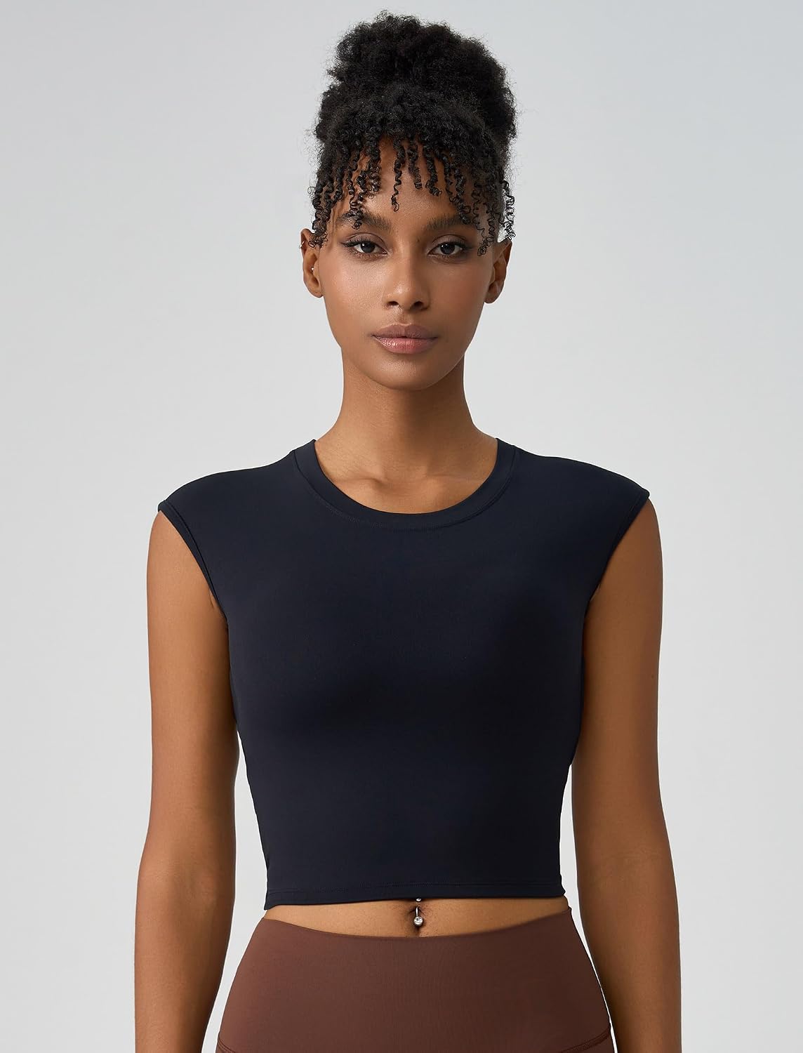 ABOCIW Women's Twist Back Crop Top with Built-In Bra — image 2