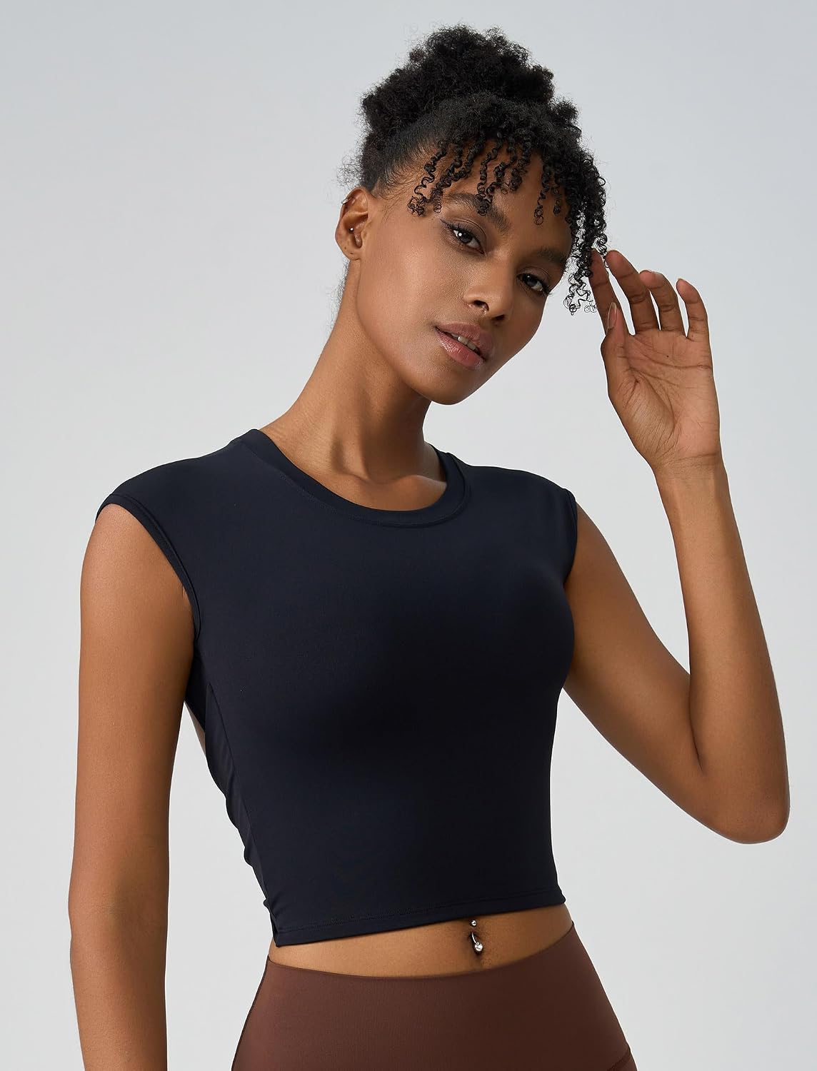 ABOCIW Women's Twist Back Crop Top with Built-In Bra — image 3