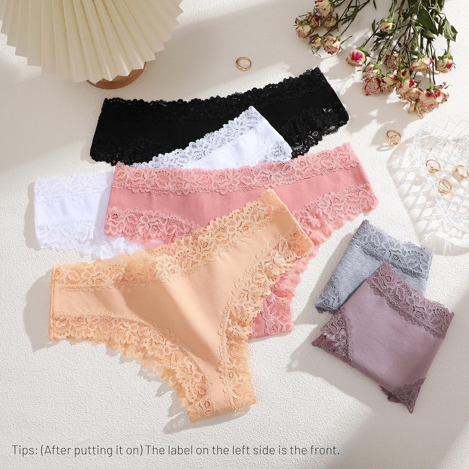 FINETOO Women's Lace Cheeky Low Rise Panties 6-Pack — image 3