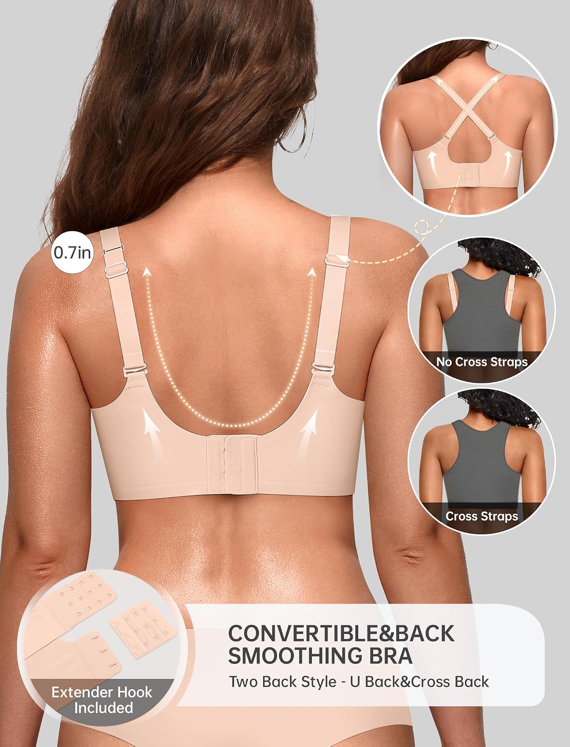 OEAK Women's Wireless Pushup Convertible Jelly Bra — image 3