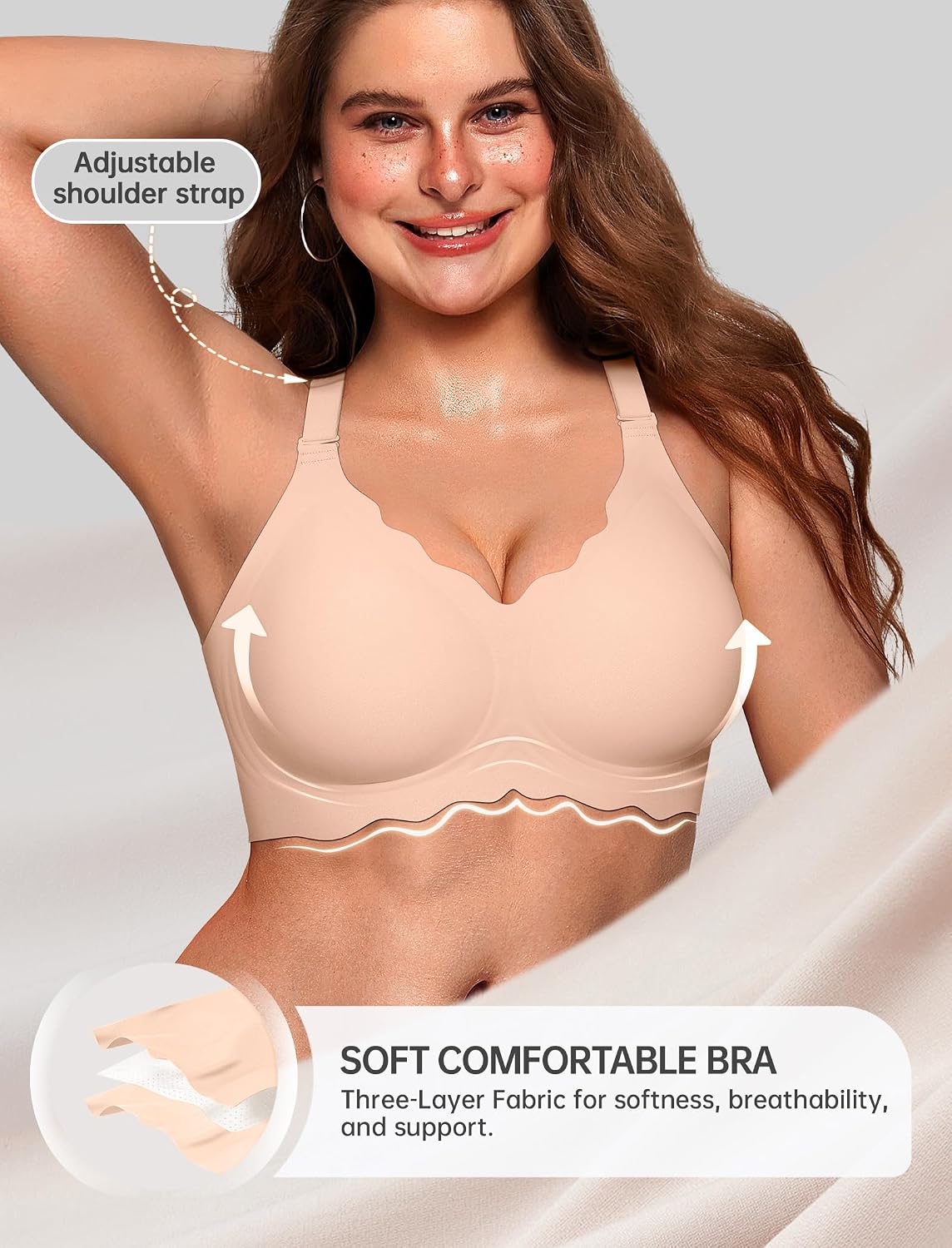 OEAK Women's Wireless Pushup Convertible Jelly Bra — image 4