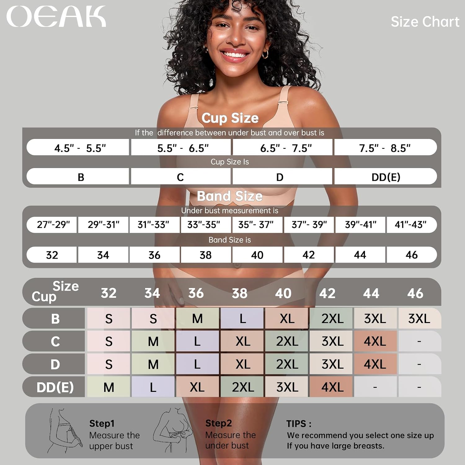 OEAK Women's Wireless Pushup Convertible Jelly Bra — image 6