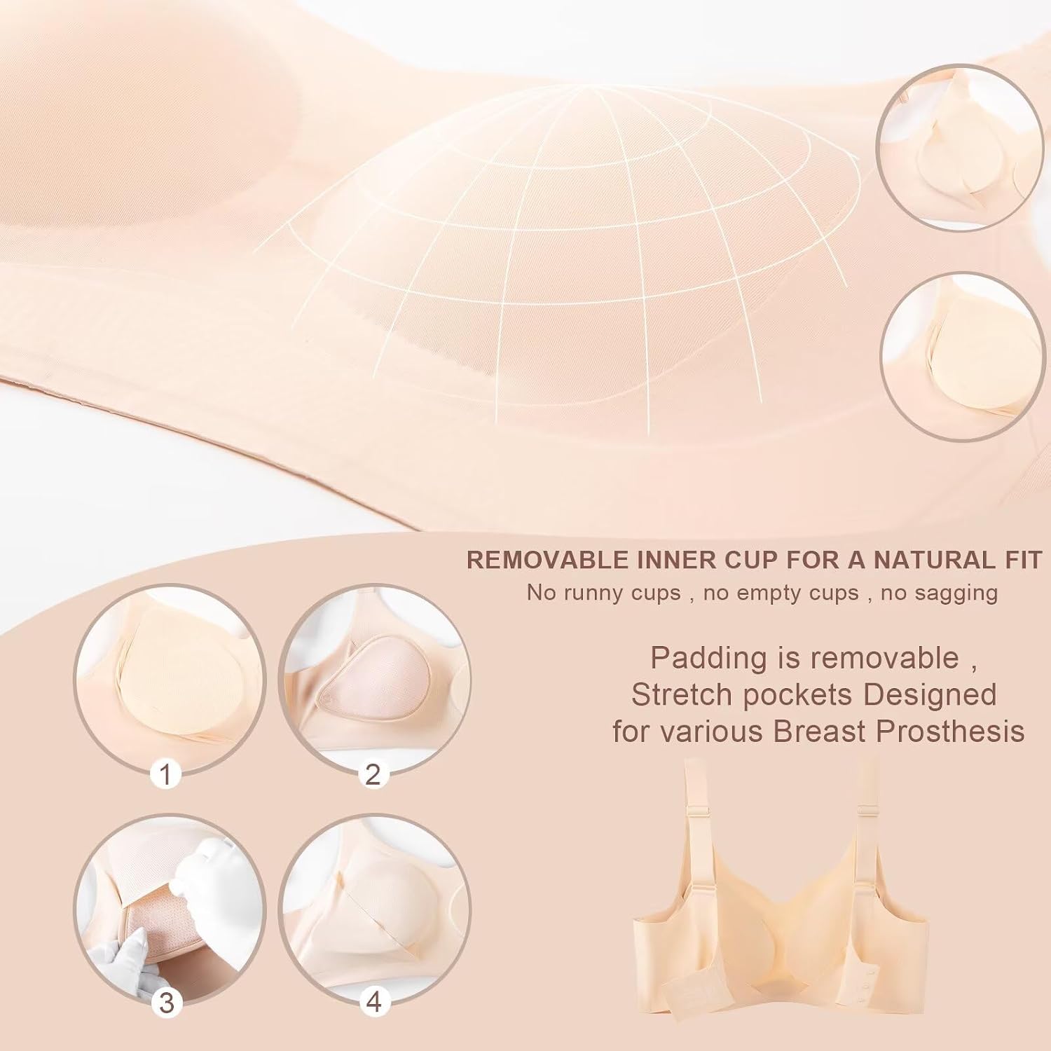 LIUCHXILI Seamless Mastectomy Bra Pocket Bra — image 5
