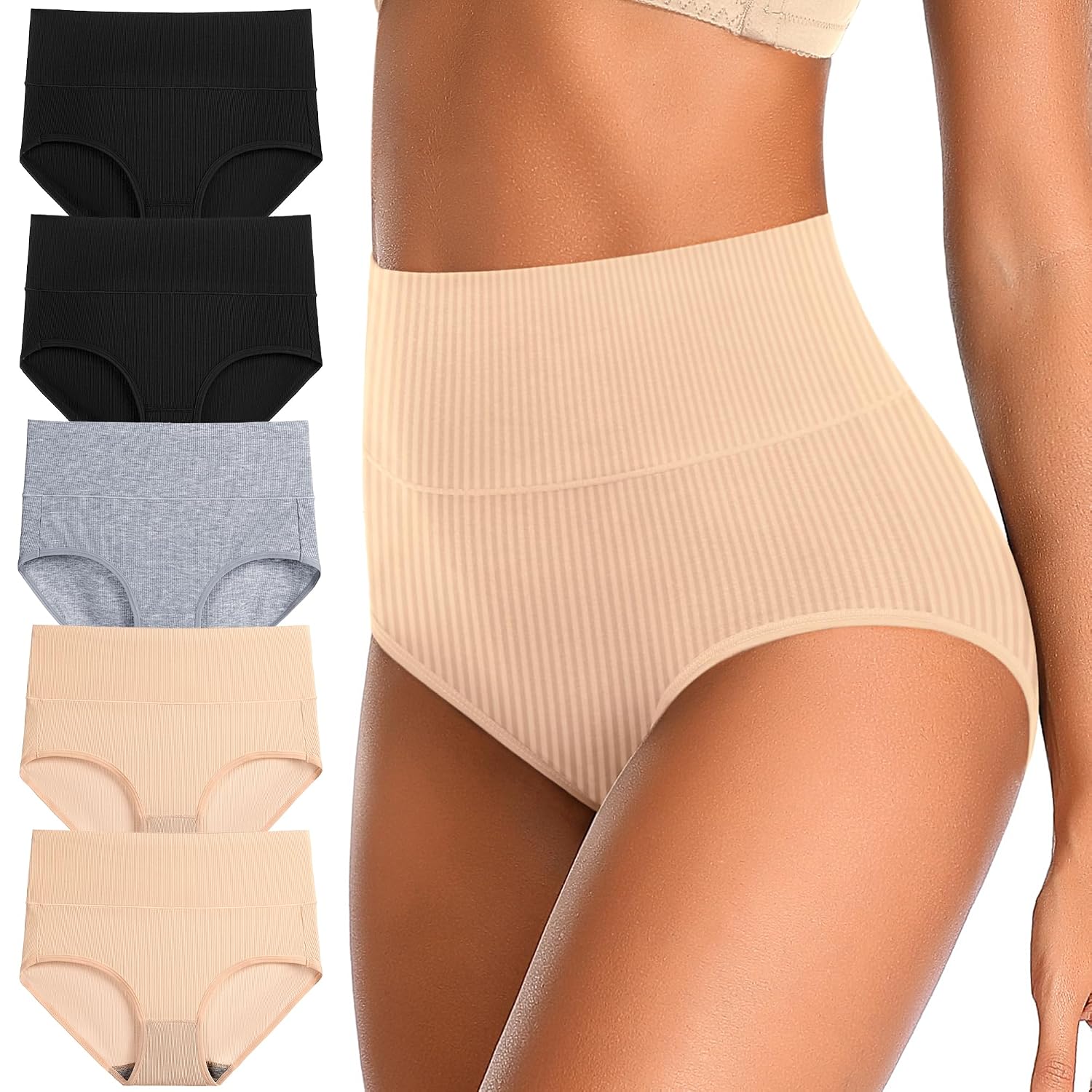Asbestt Women's High Waisted Cotton Briefs