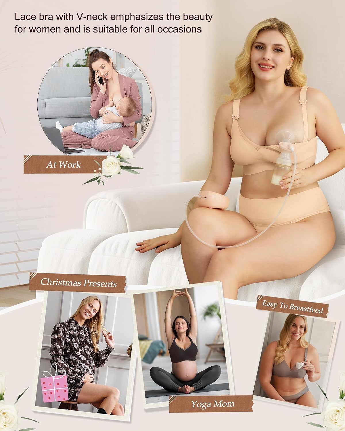 As Fairy Mesh Lace Seamless Nursing Bra for Maternity — image 5