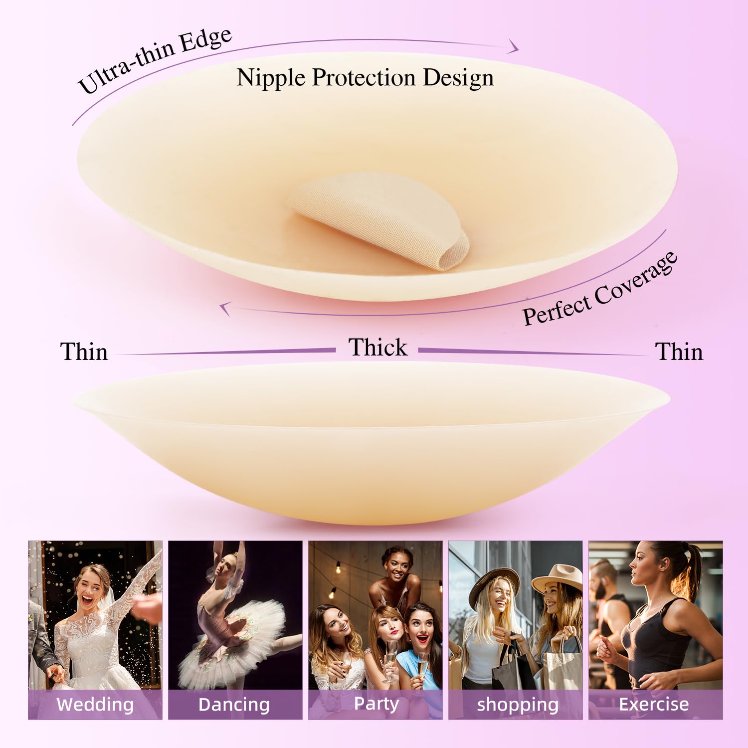 Herlight Reusable Seamless No-Show Silicone Nipple Covers — image 7
