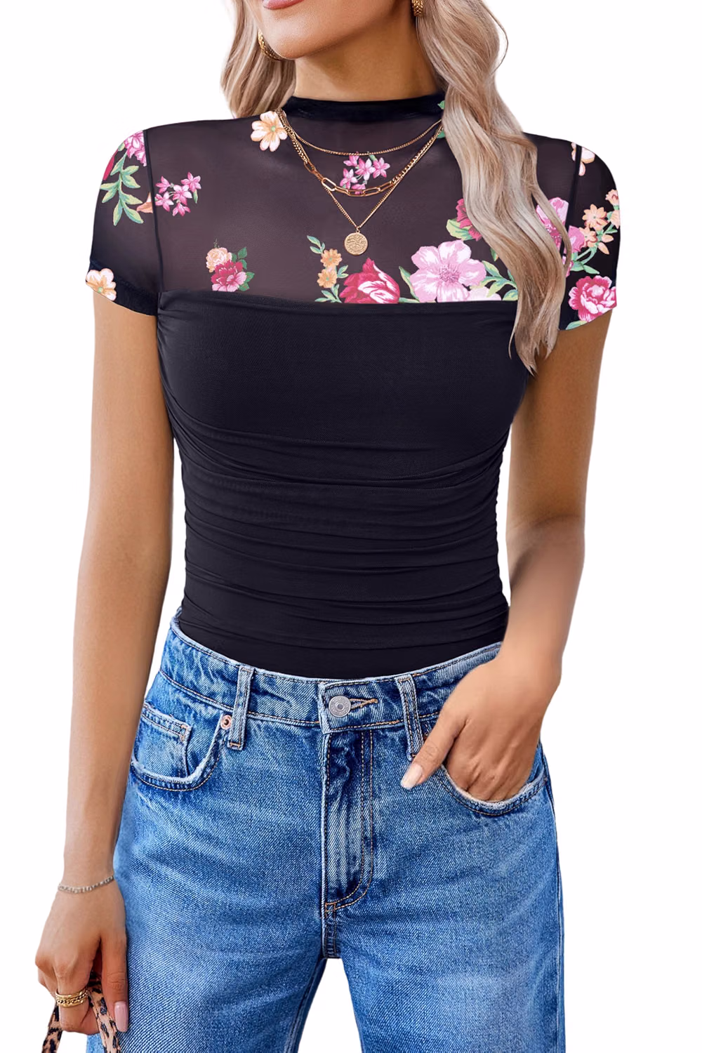 Avidlove Short Sleeve Turtle Neck Mesh Bodysuit — image 12