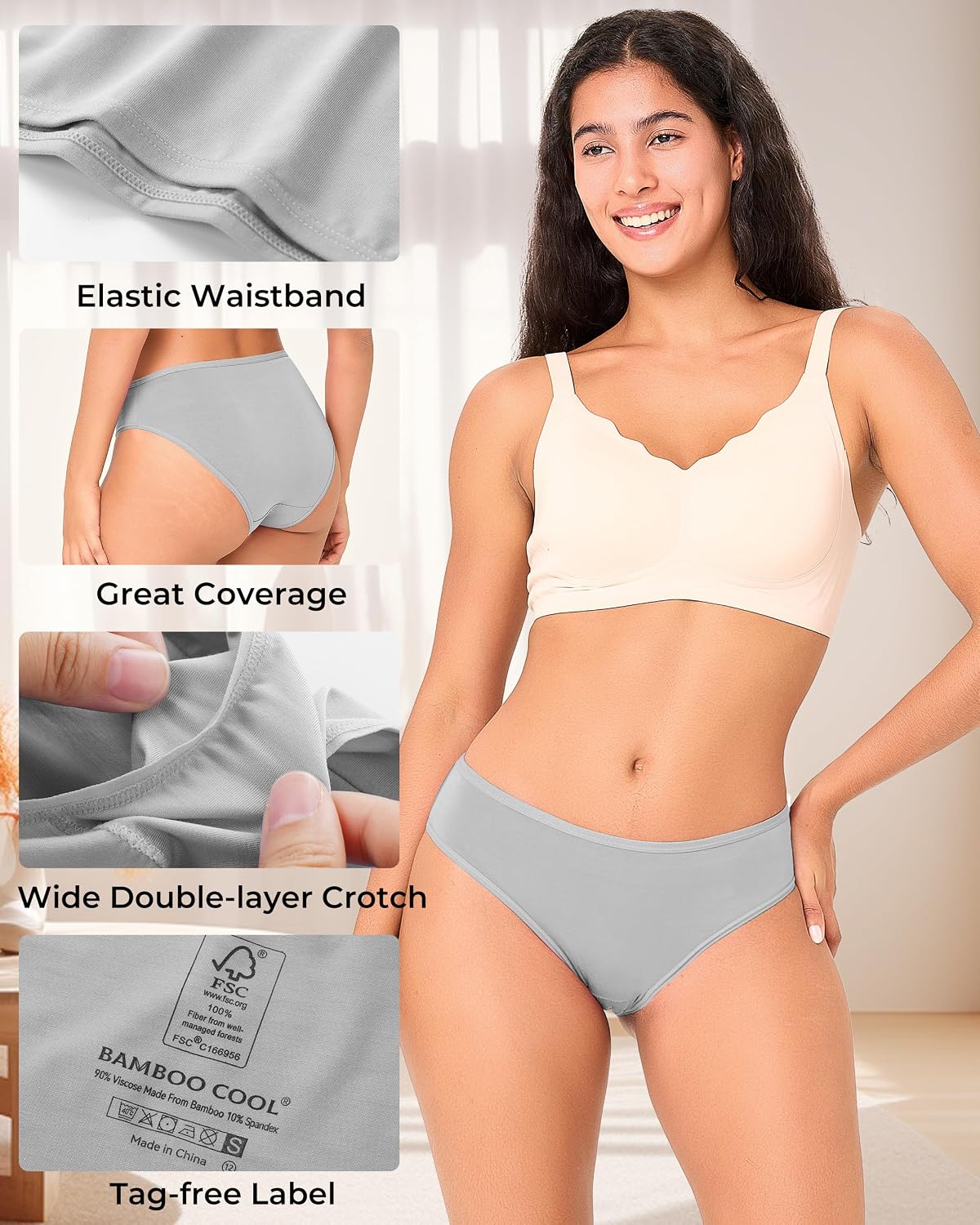 BAMBOO COOL Women's Breathable Bikini Briefs 5-Pack — image 2