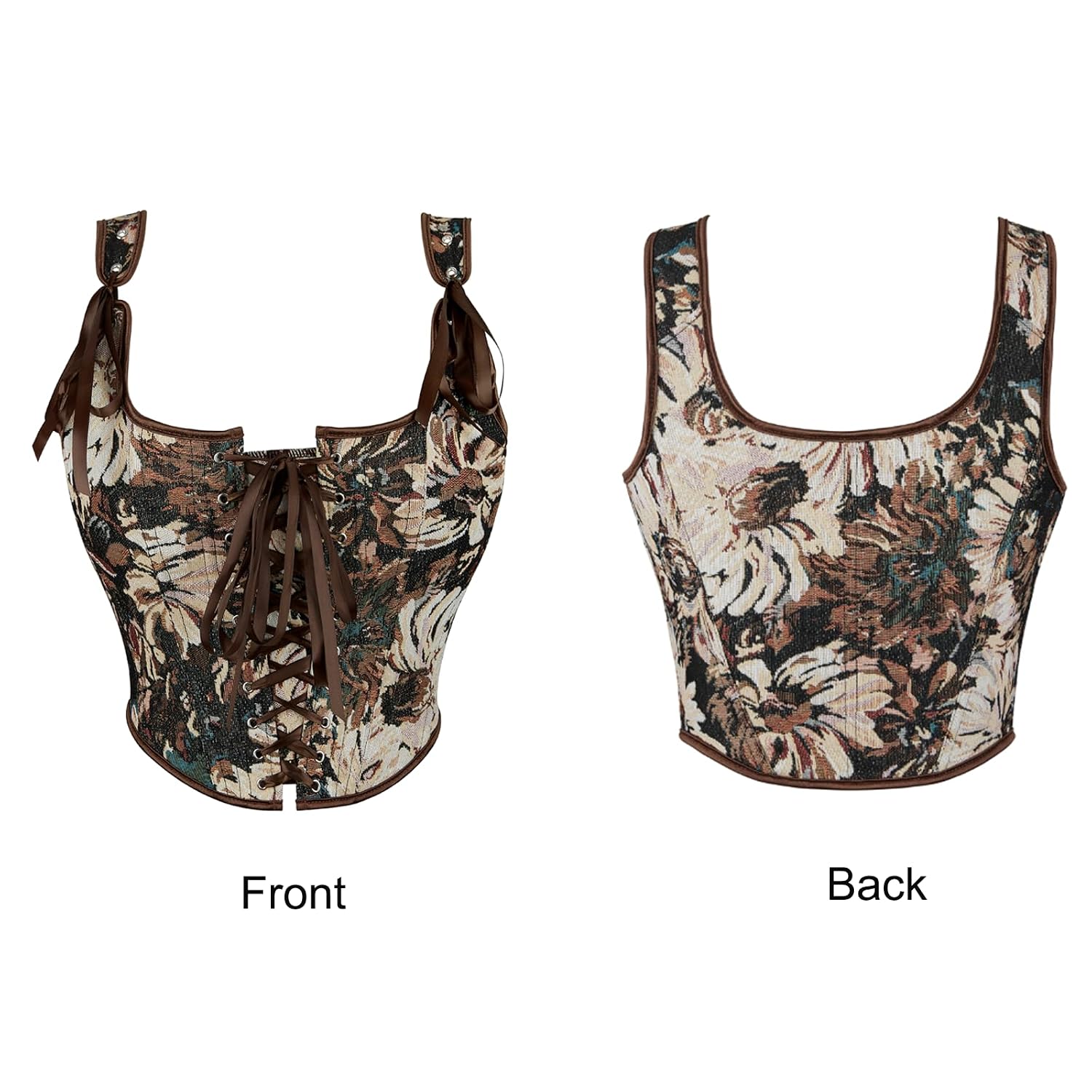 XuoAz Women's Floral Lace-Up Corset Bustier — image 3