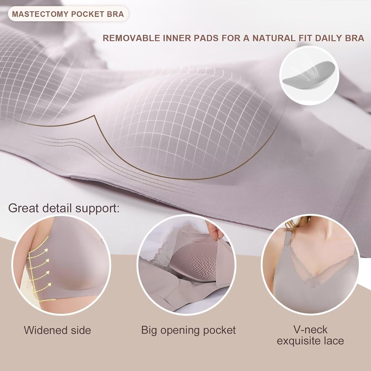 CYTMTZGA Post-Mastectomy Bra with Pockets — image 4