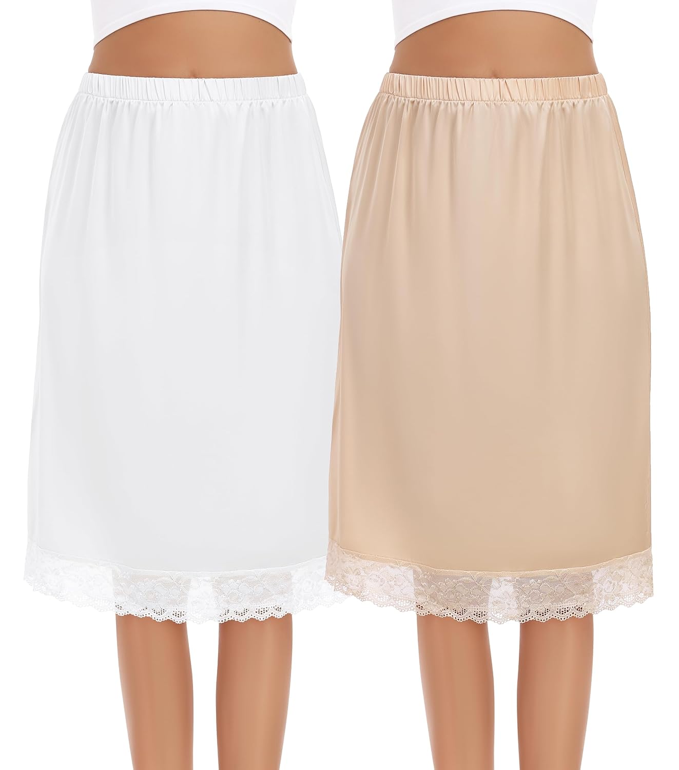 Lovasy Anti-Static Satin Half Slip with Lace Trim — image 8