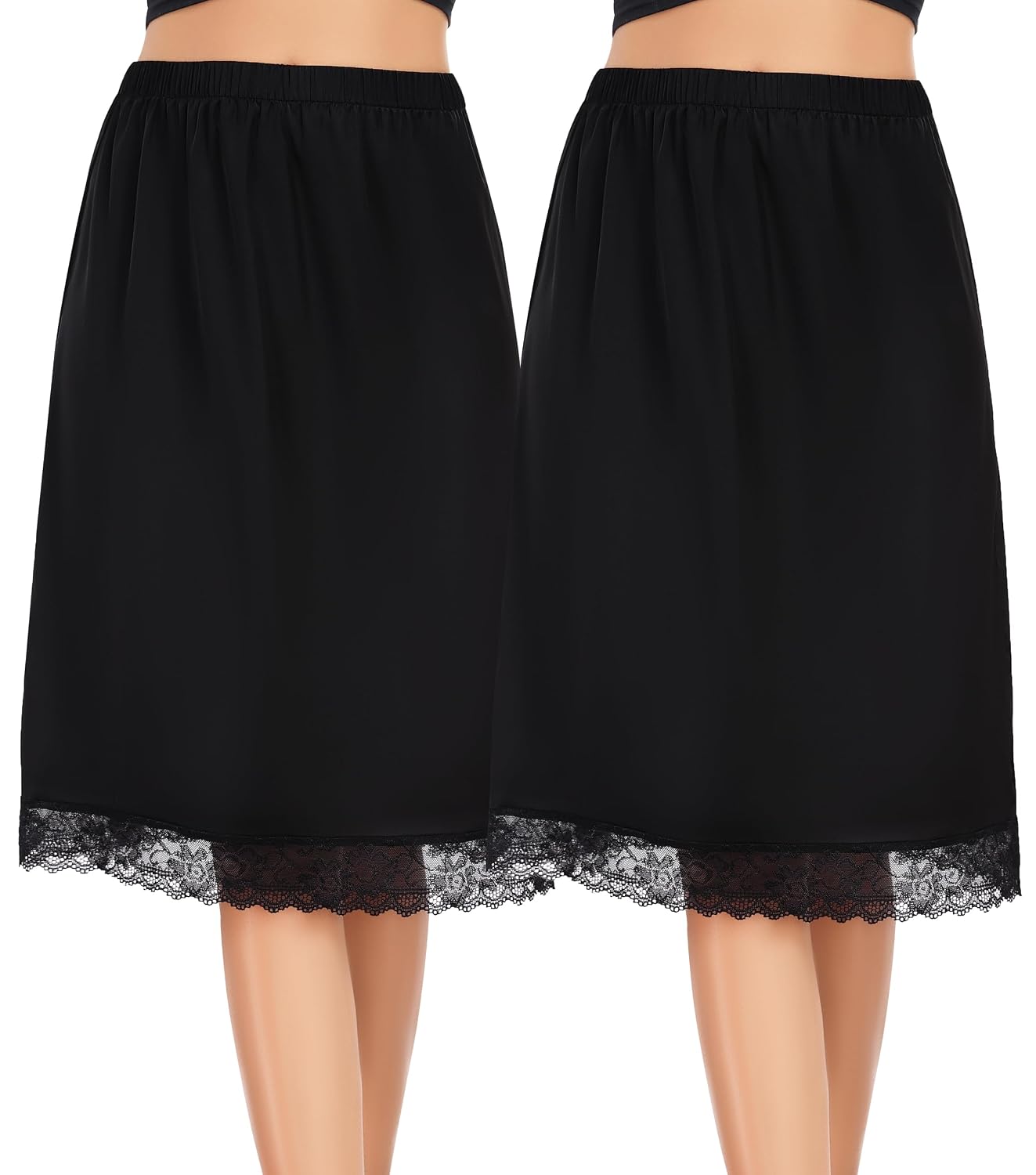 Lovasy Anti-Static Satin Half Slip with Lace Trim — image 9