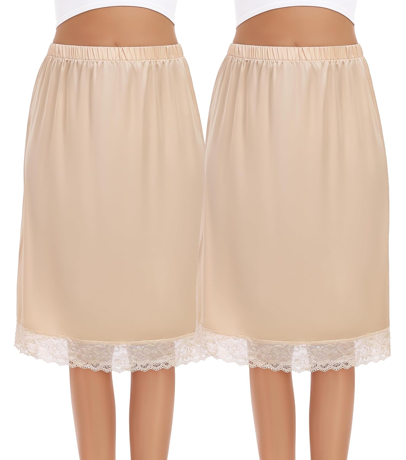 Lovasy Anti-Static Satin Half Slip with Lace Trim — image 10