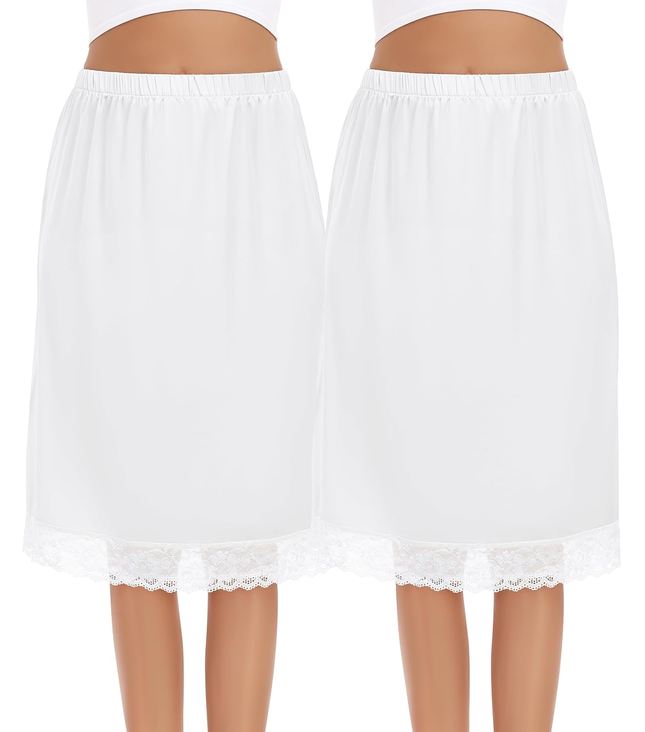 Lovasy Anti-Static Satin Half Slip with Lace Trim — image 11