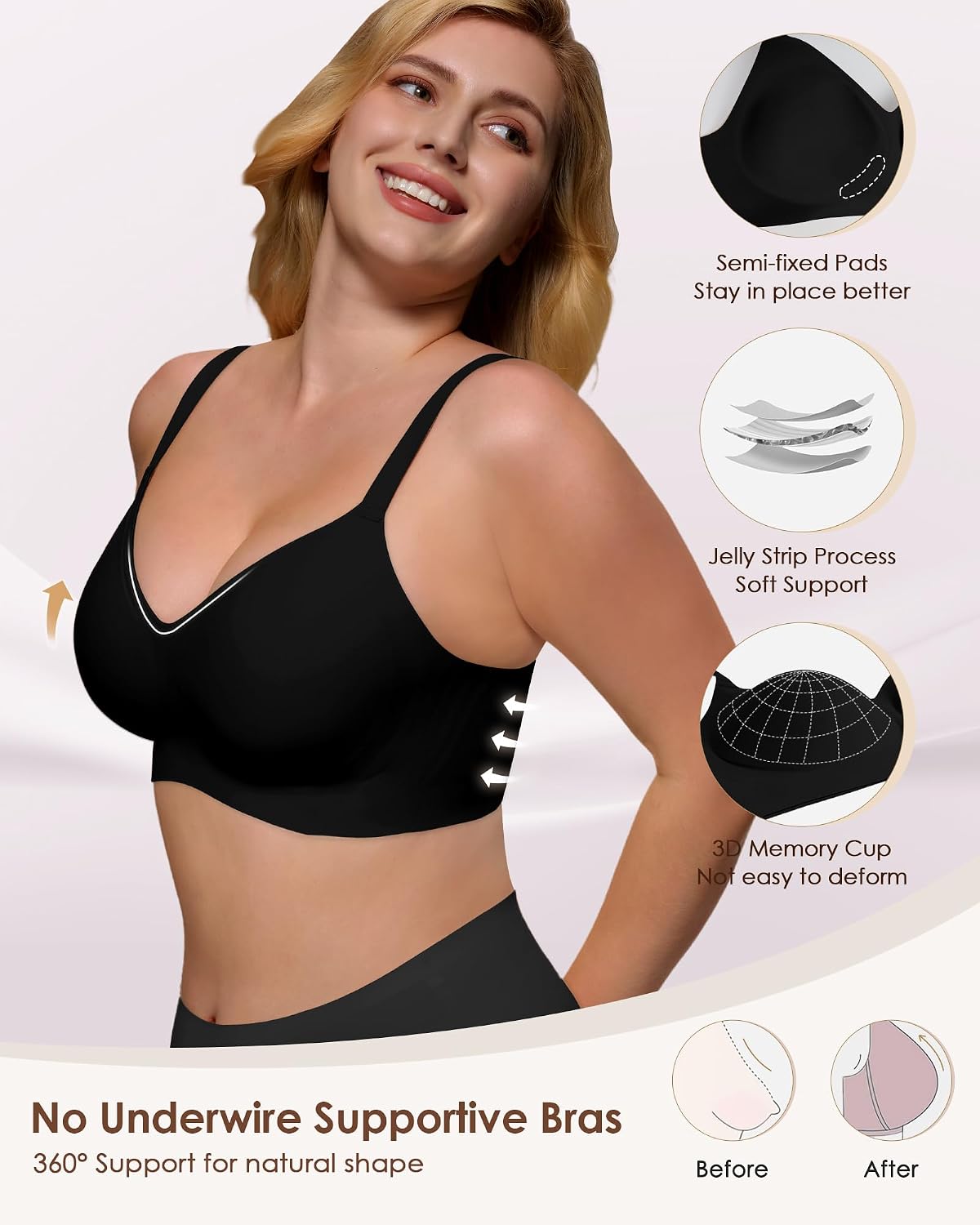 As Fairy Women's Wireless Seamless Full Coverage T-Shirt Bra — image 2