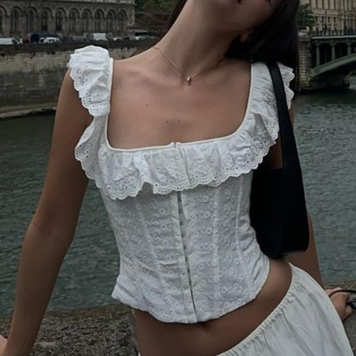 Lunoakvo Women's White Lace Corset Bustier Top — image 3