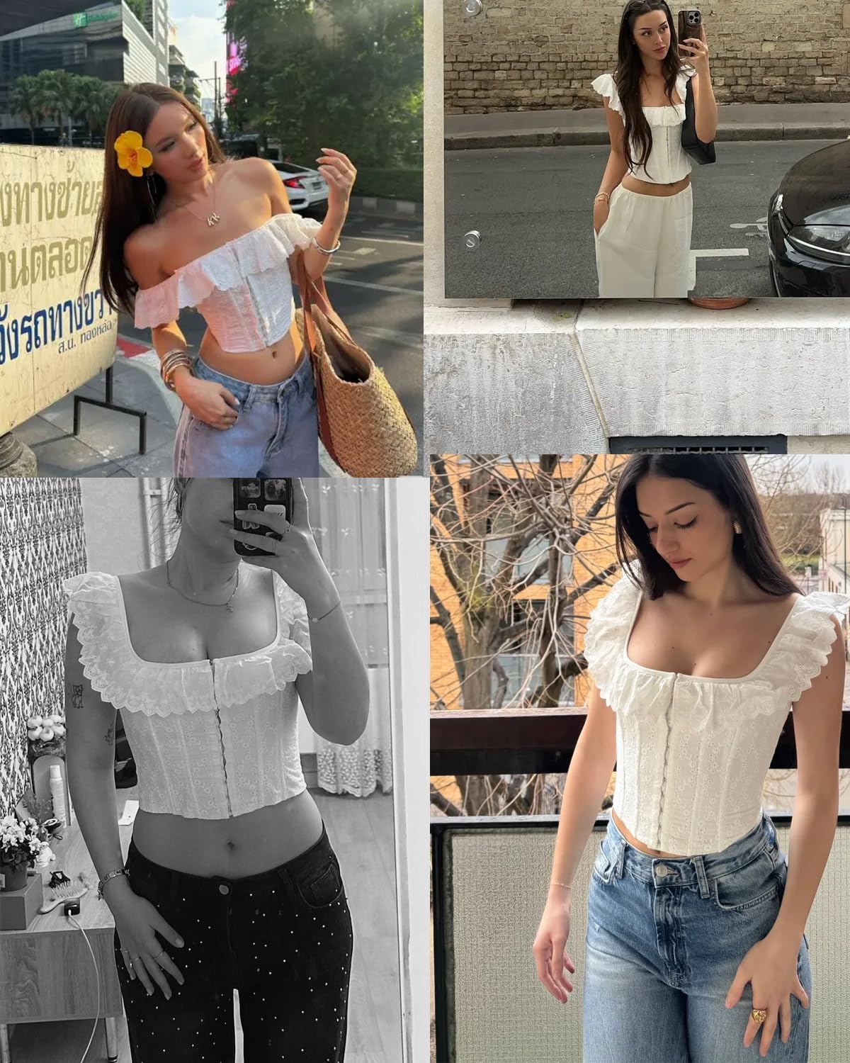 Lunoakvo Women's White Lace Corset Bustier Top — image 7