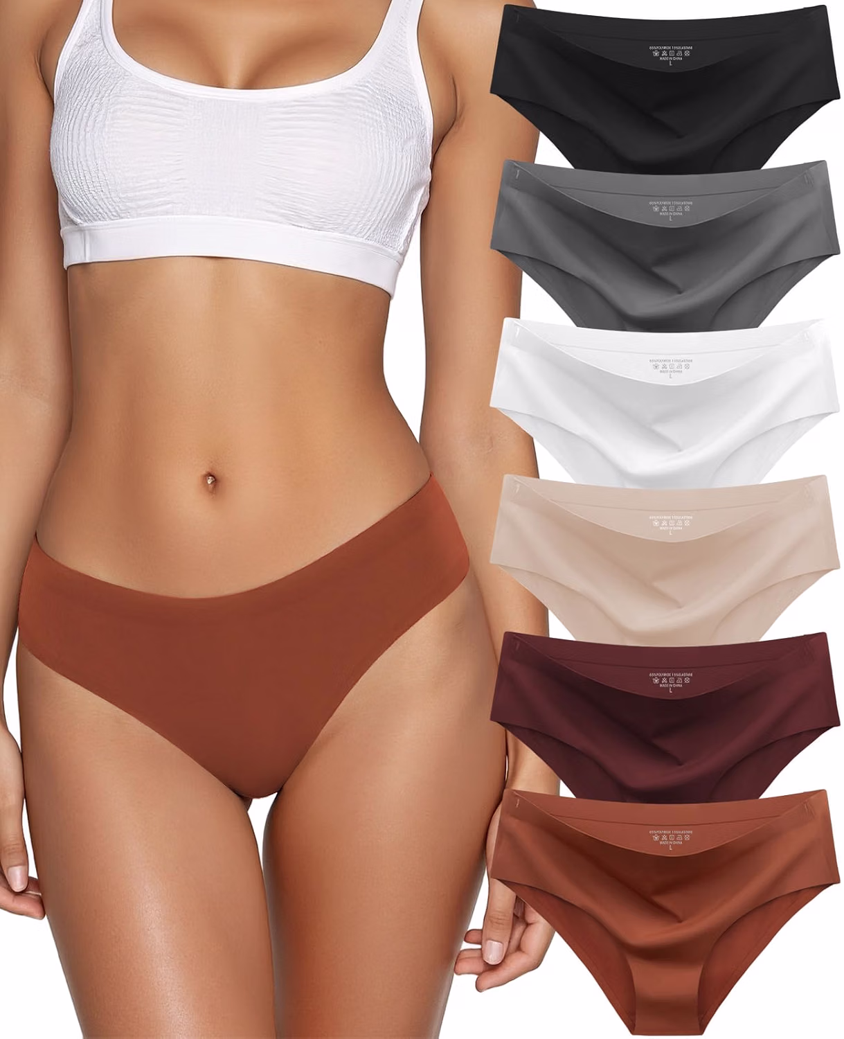 Kiqnsam Women's Seamless No Show Bikini Panties