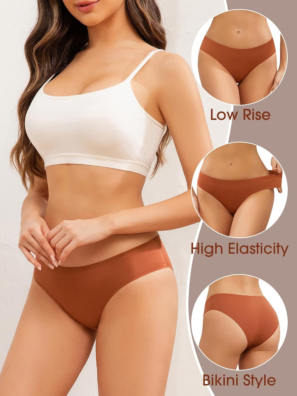Kiqnsam No Show Low Rise Bikini Panties 6-Pack — image 4