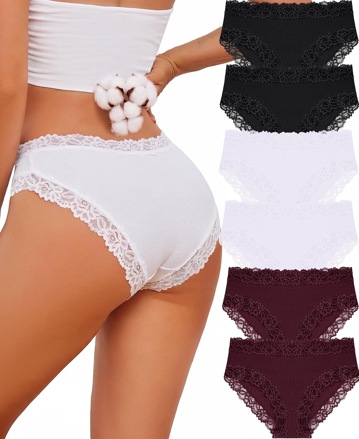Knowyou Cotton No Roll Lace Hipster Panties