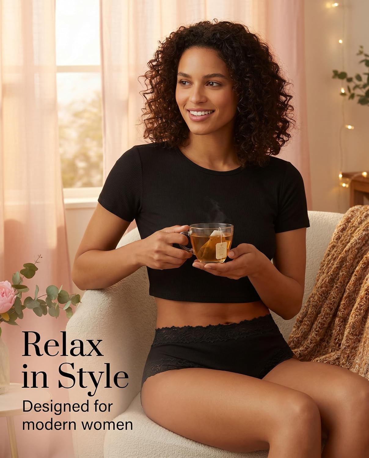 Knowyou Cotton No Roll Lace Hipster Panties — image 2