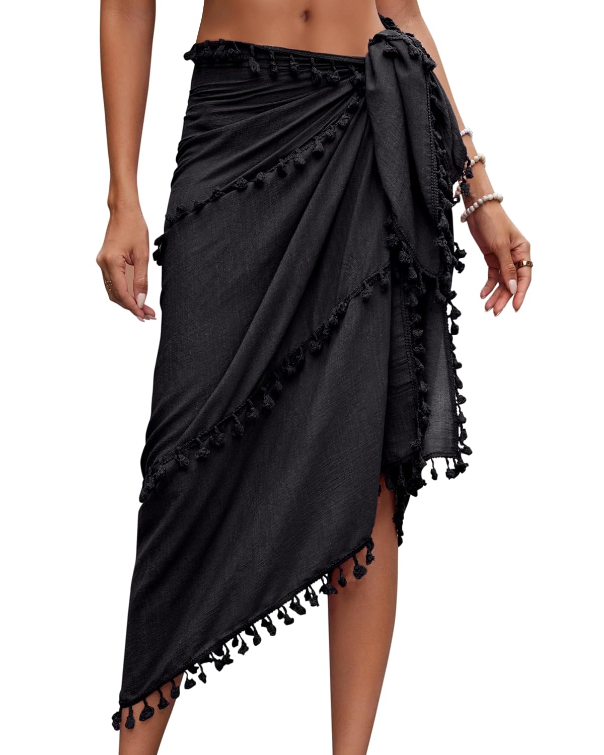 Eicolorte Semi-Sheer Tassel Beach Sarong — image 11