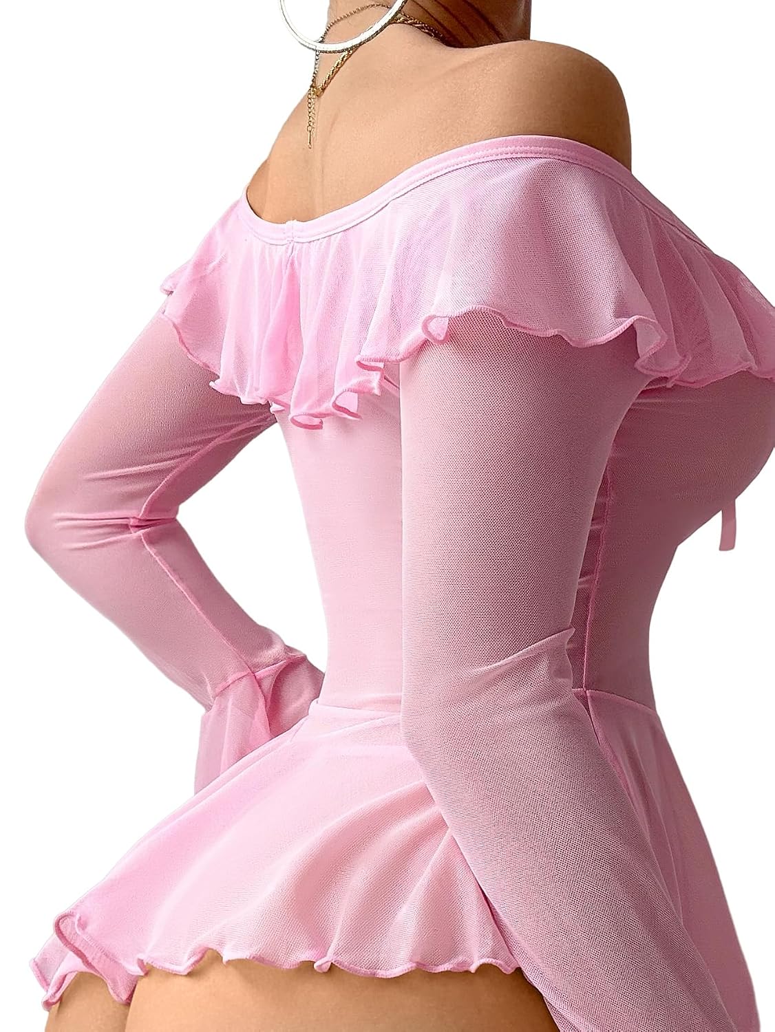 Foxiny Sheer Ruffle Long Sleeve Babydoll — image 3