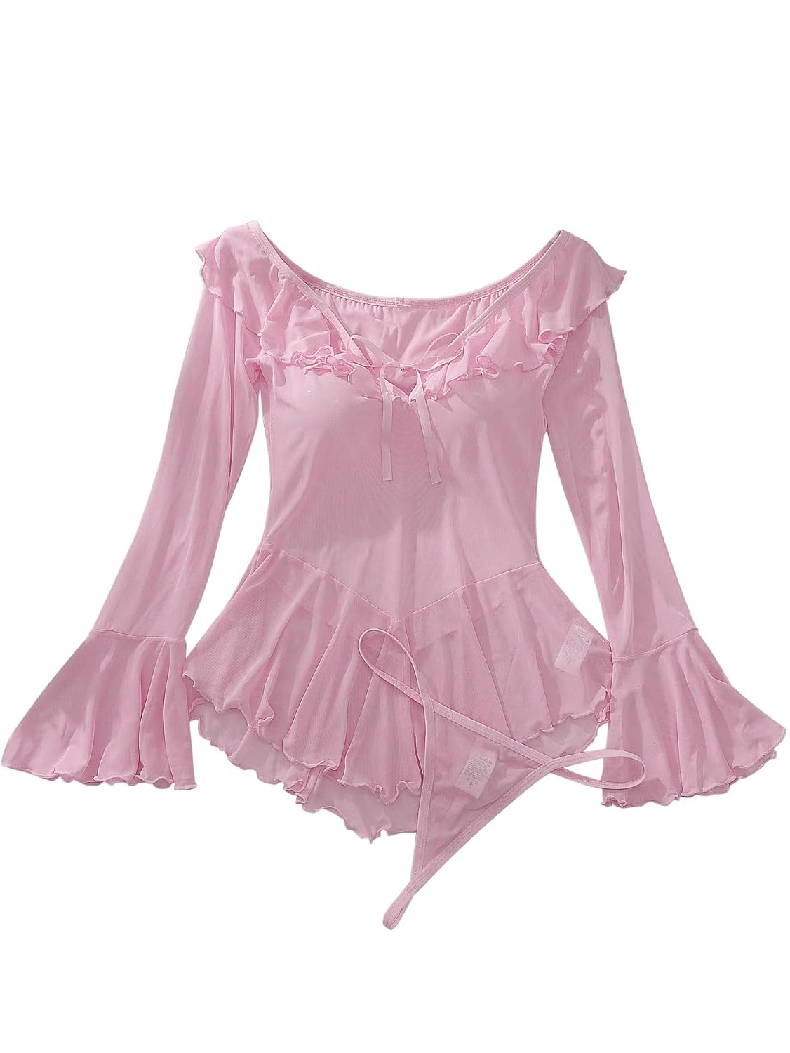 Foxiny Sheer Ruffle Long Sleeve Babydoll — image 7