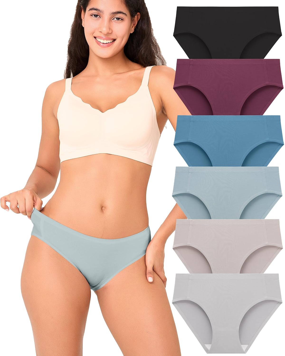 BAMBOO COOL No Show Seamless Bikini Panties 6-Pack