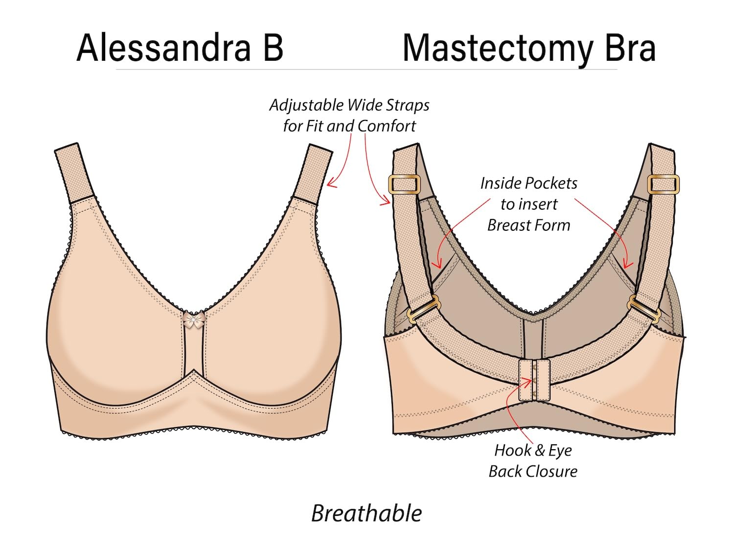 Alessandra B Mastectomy Bra with Adjustable Straps — image 3