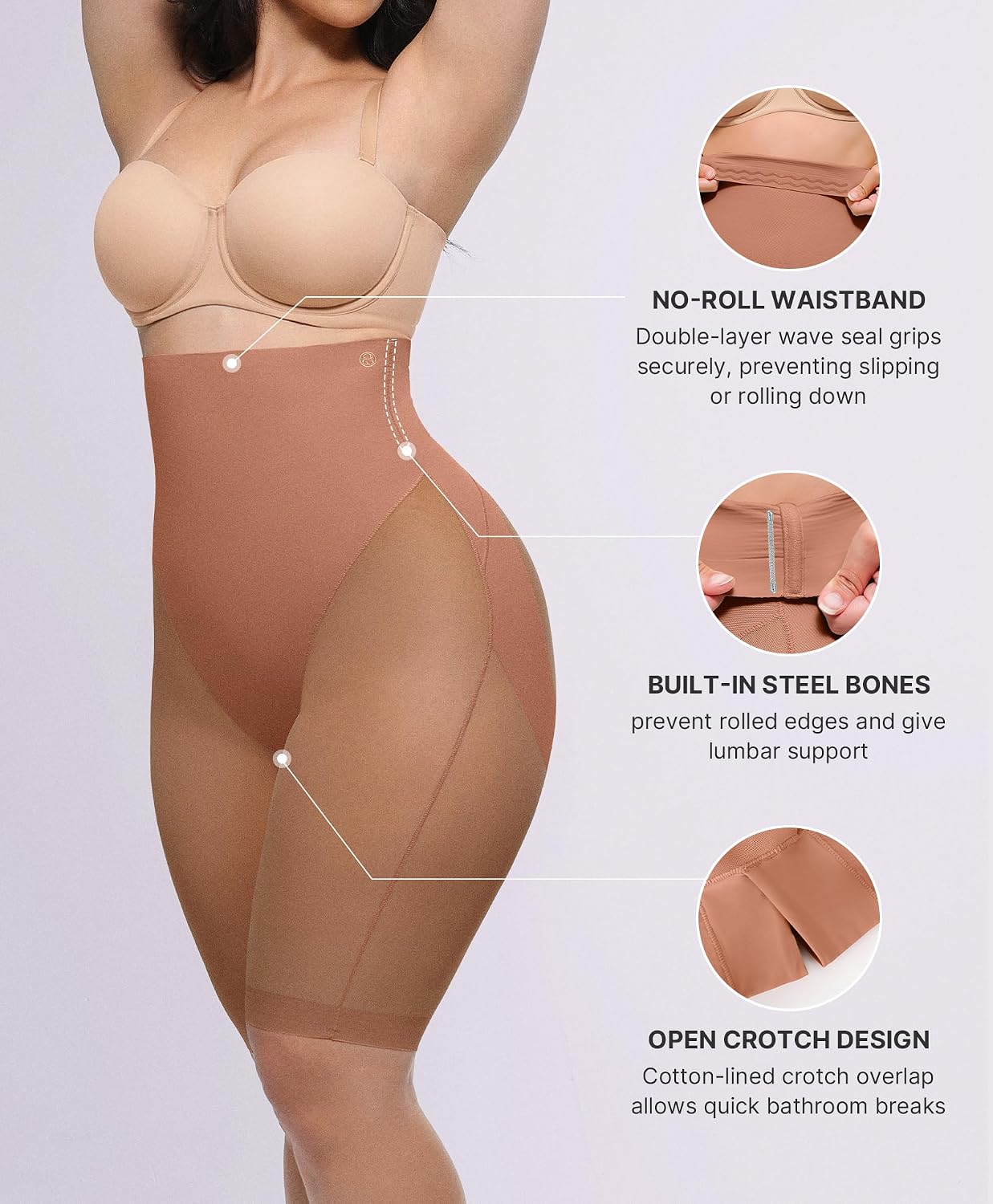 SHAPELLX High Waisted Tummy Control Shapewear Shorts — image 4