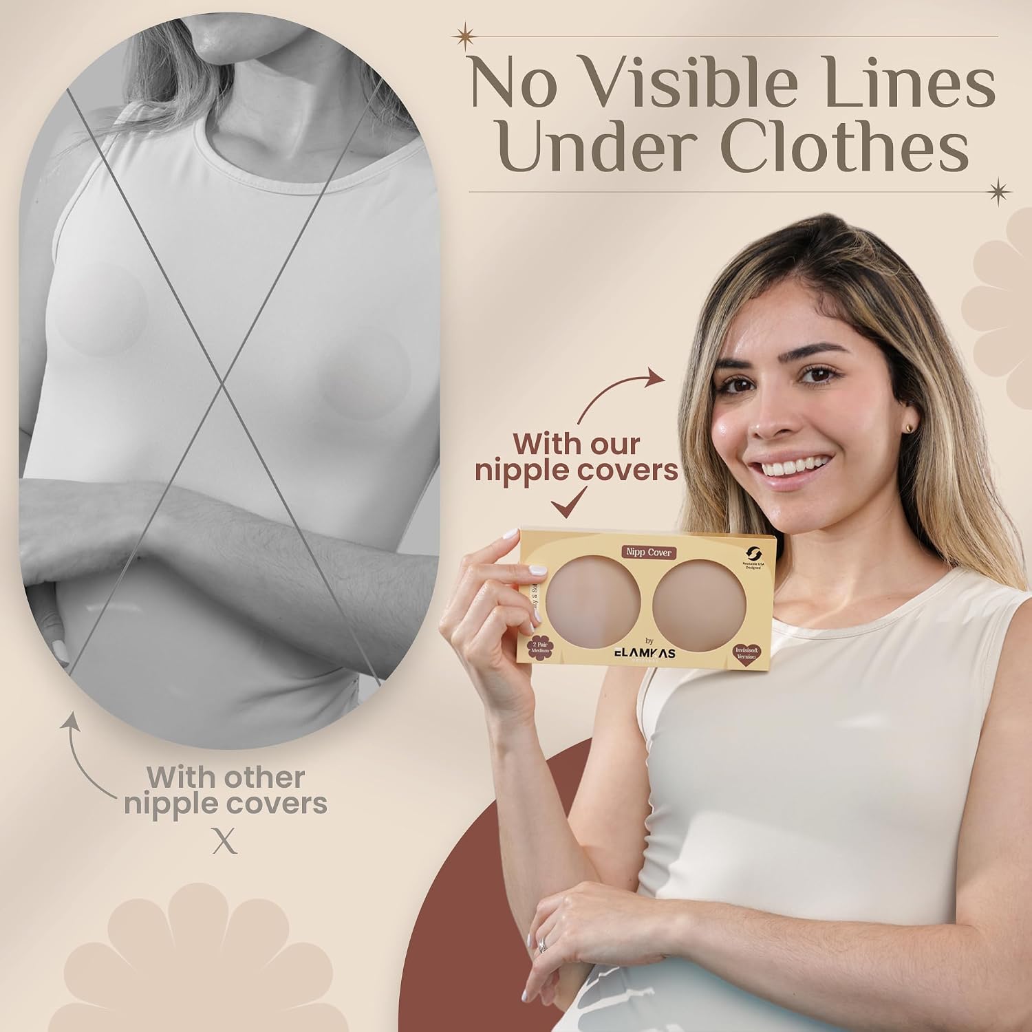 ELAMKAS ORIGINAL Reusable Silicone Nipple Covers Seamless — image 2