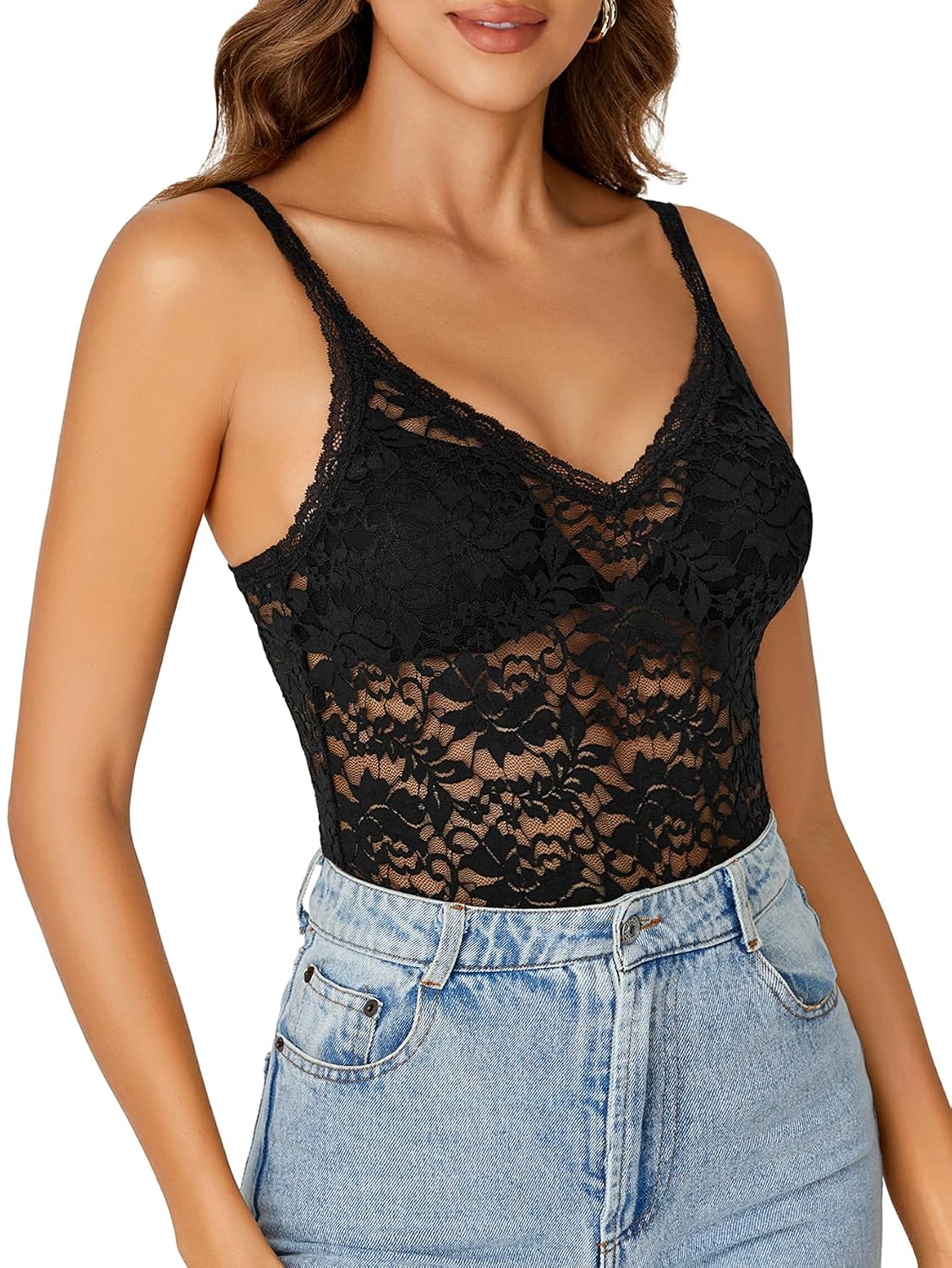 Rooscier Women's Lace Sheer Camisole — image 4