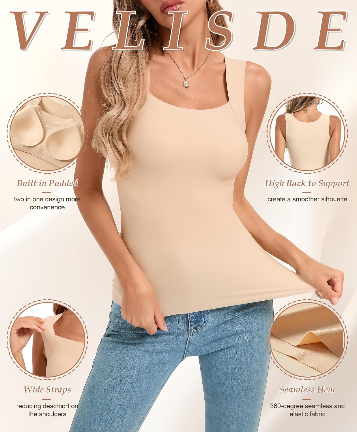 VELISDE U Neck Shapewear Camisole for Women — image 6