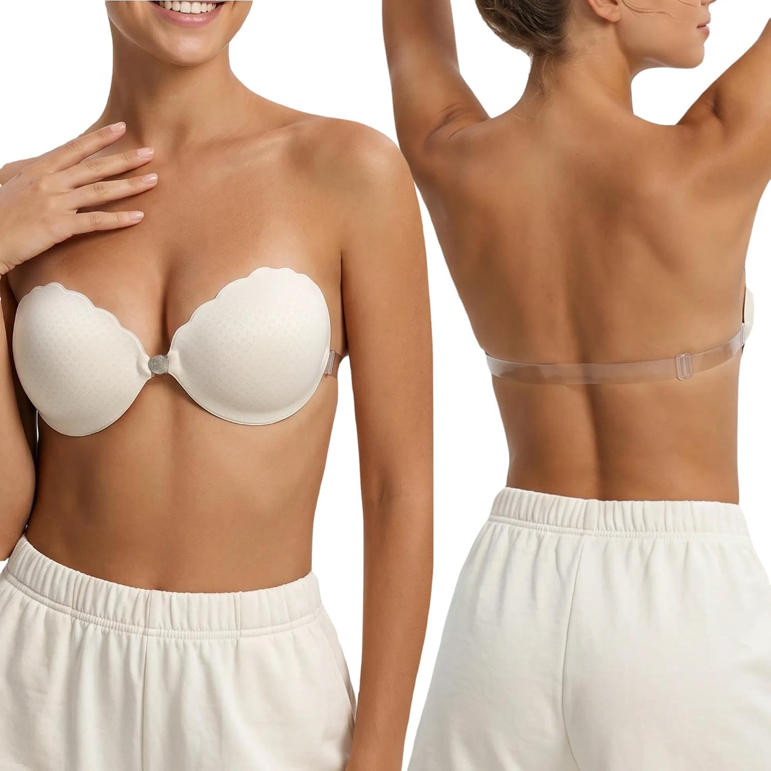 changlizi White Adhesive Push Up Strapless Bra