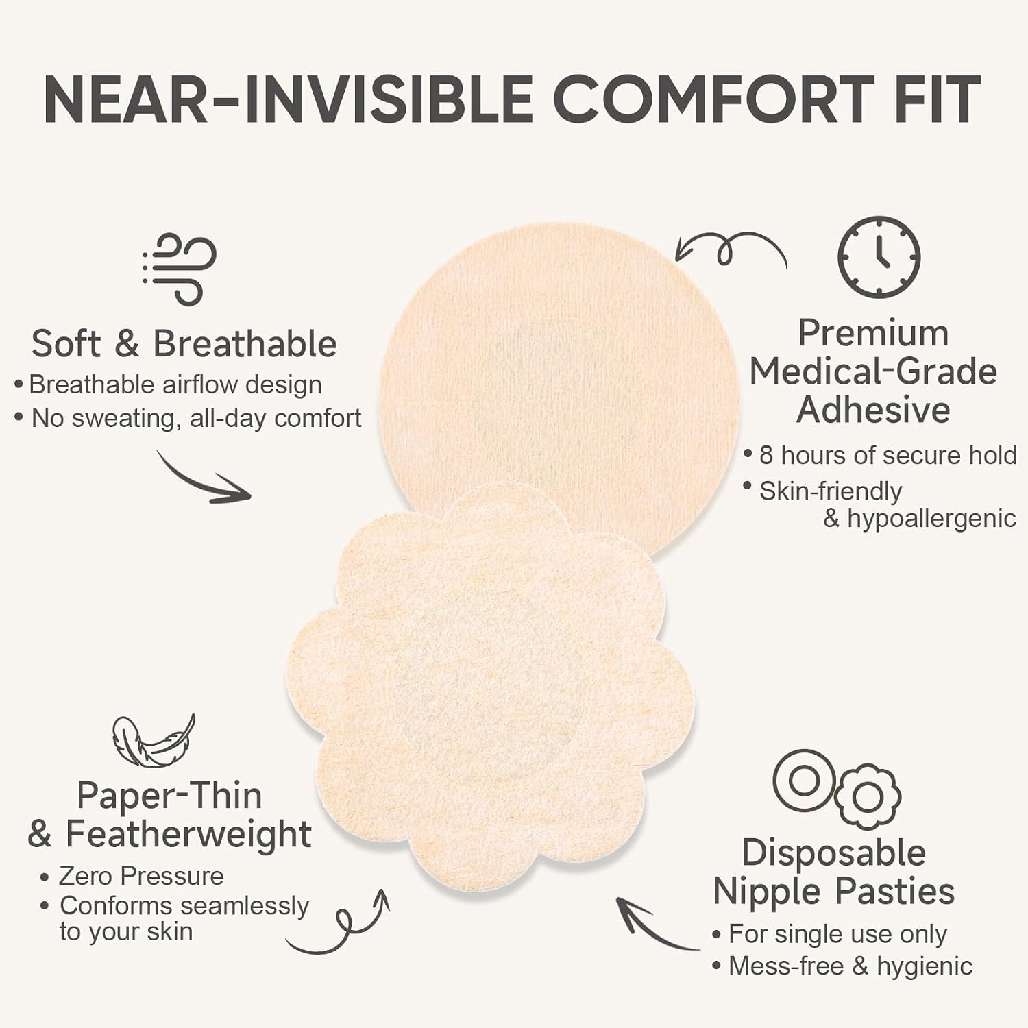 TEAWOO Self-Adhesive Disposable Nipple Pasties — image 2