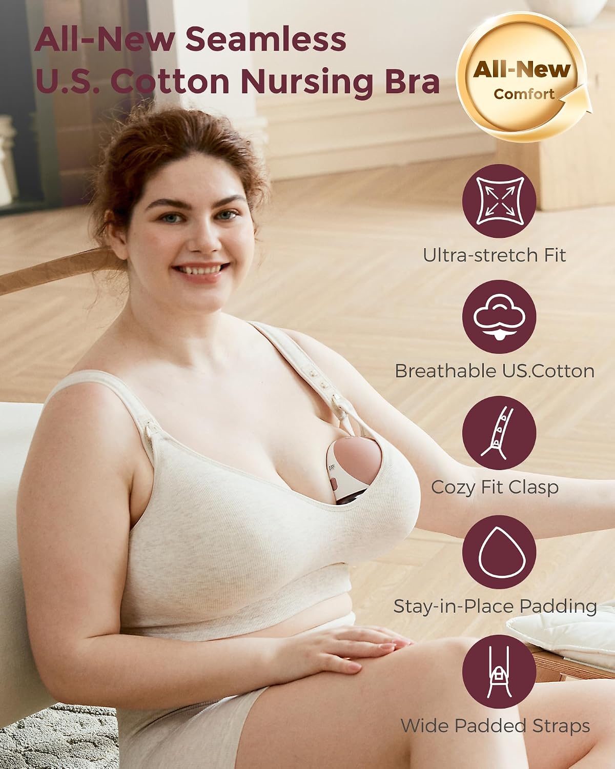 Momcozy Full Coverage Wirefree Nursing Bra for Busty Moms — image 4
