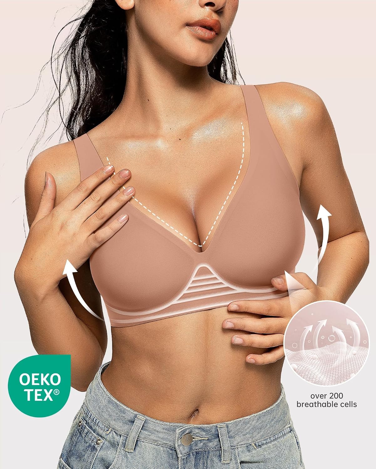 OEAK Wireless Deep V Bralette for Women — image 2