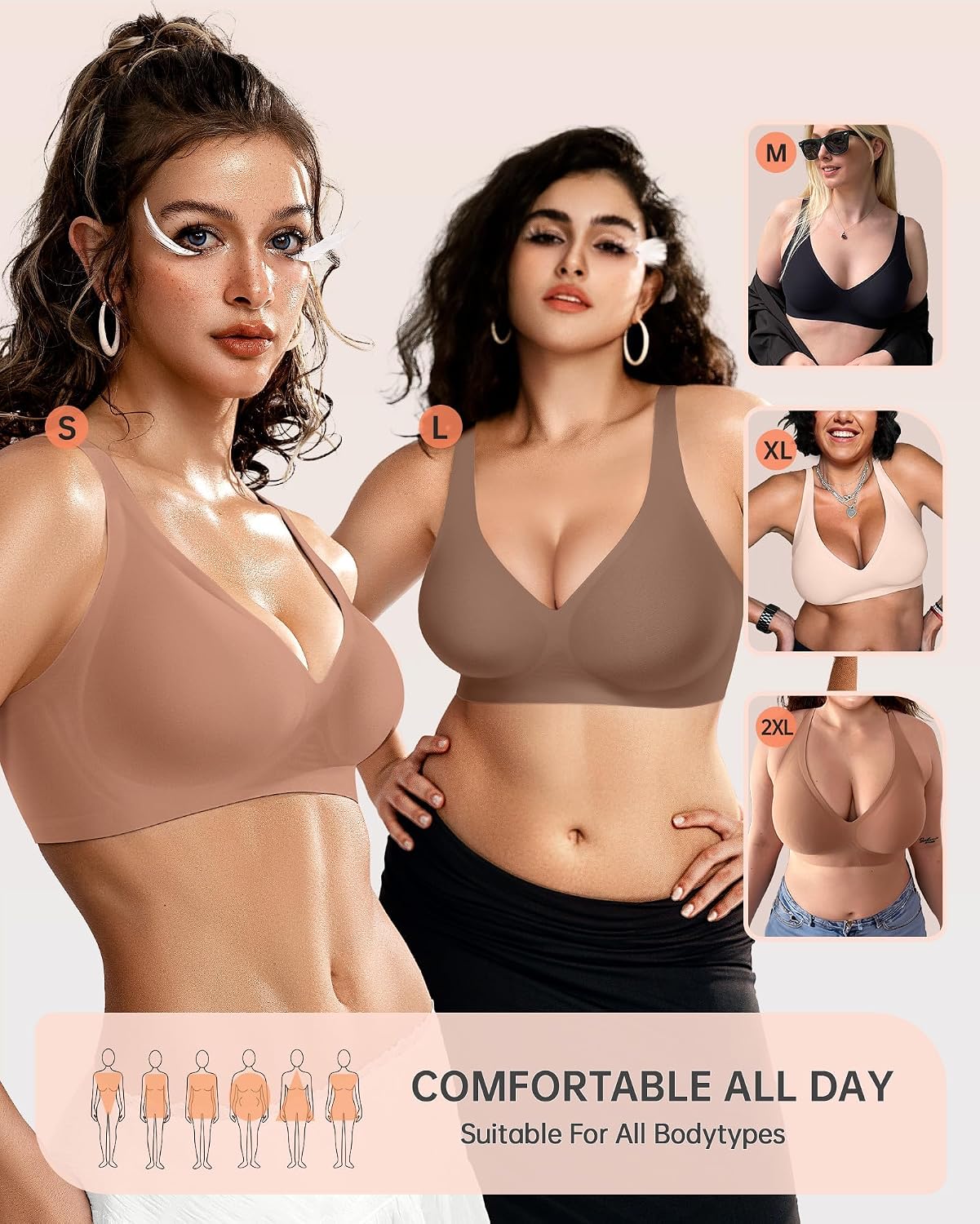 OEAK Wireless Deep V Bralette for Women — image 7