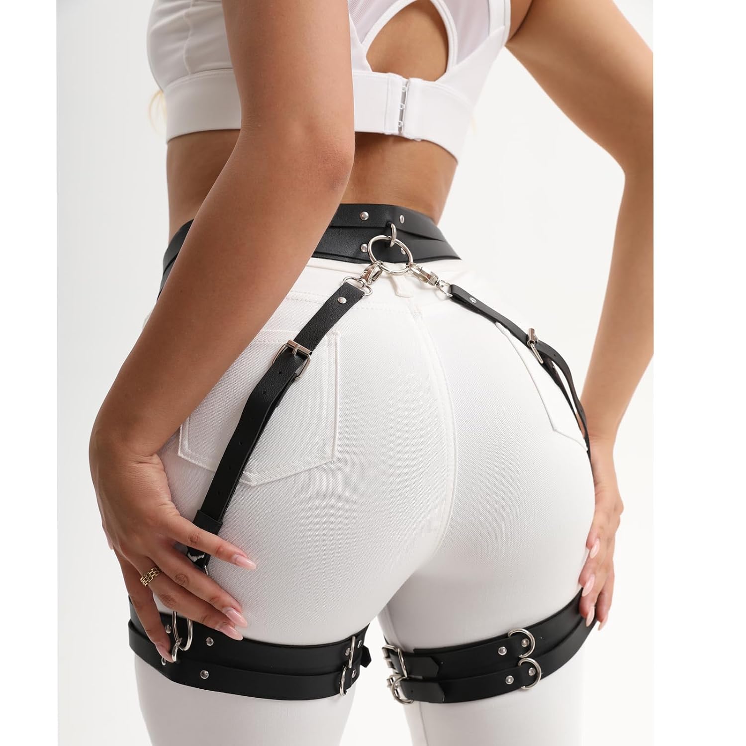 Aimery Gothic Leather Thigh Harness Garter Belt — image 3