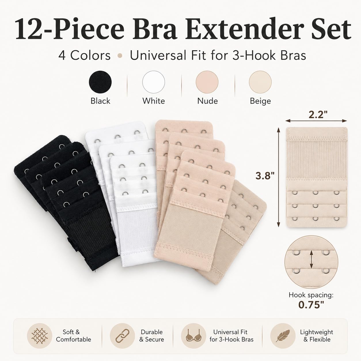 BIDEX Bra Extender 3 Hook Strap — image 2