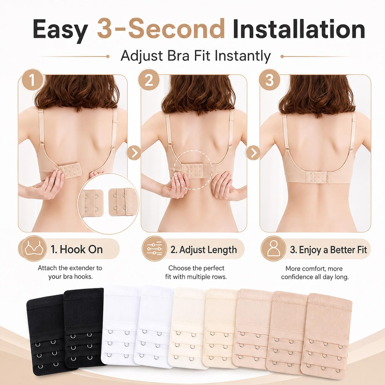 BIDEX Bra Extender 3 Hook Strap — image 5