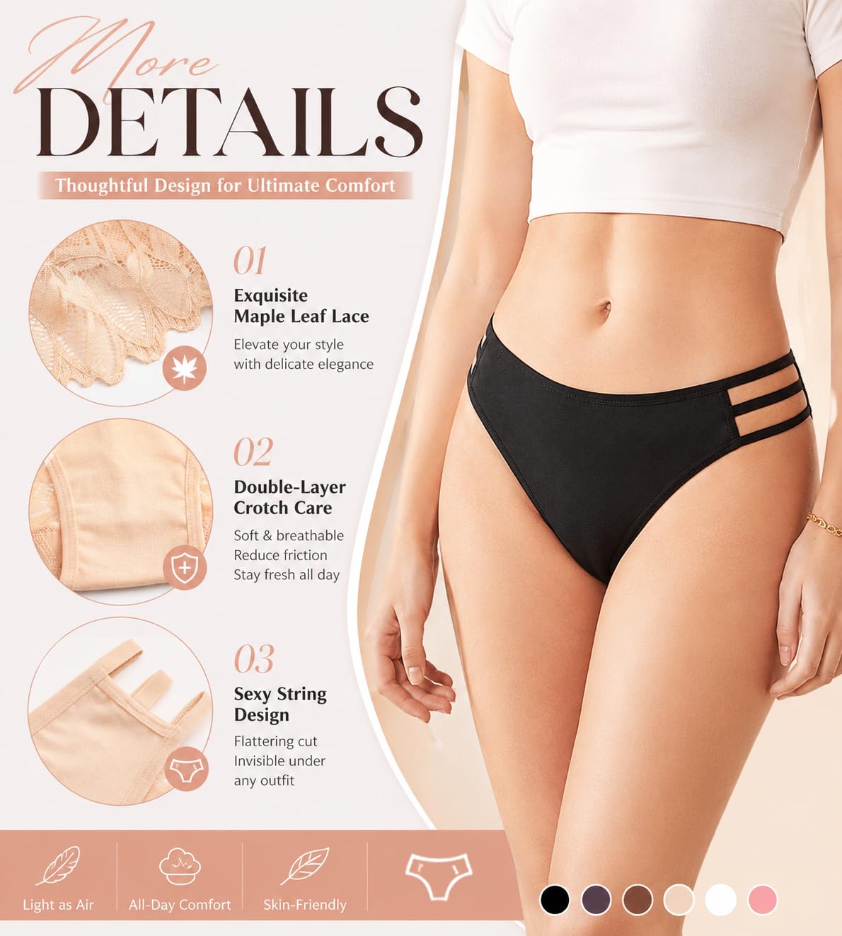 READY TO LOVE 6-Pack Lace Cheeky Panties — image 4