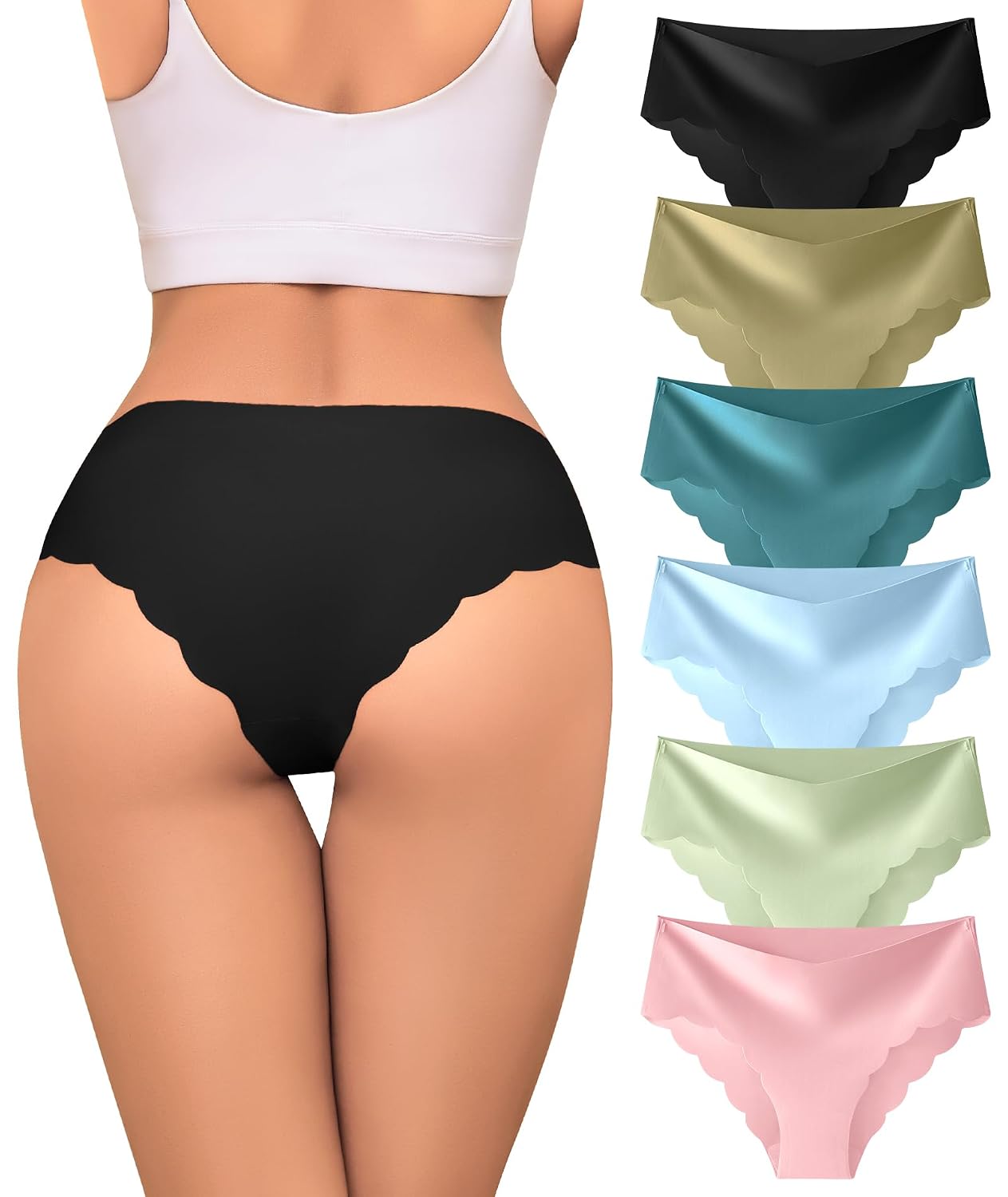 Riozz Women's Seamless Thong Underwear 6-Pack