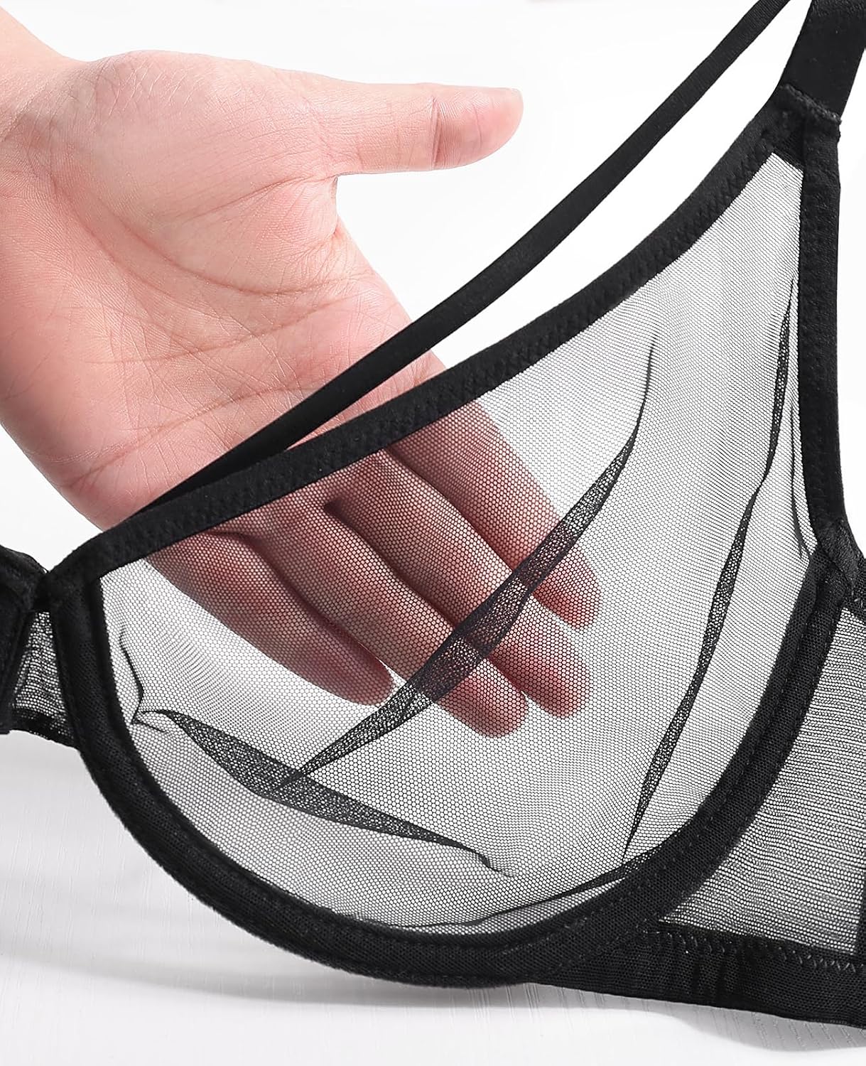 Upushall Women's Sheer Plunge Unlined Mesh Bra — image 3
