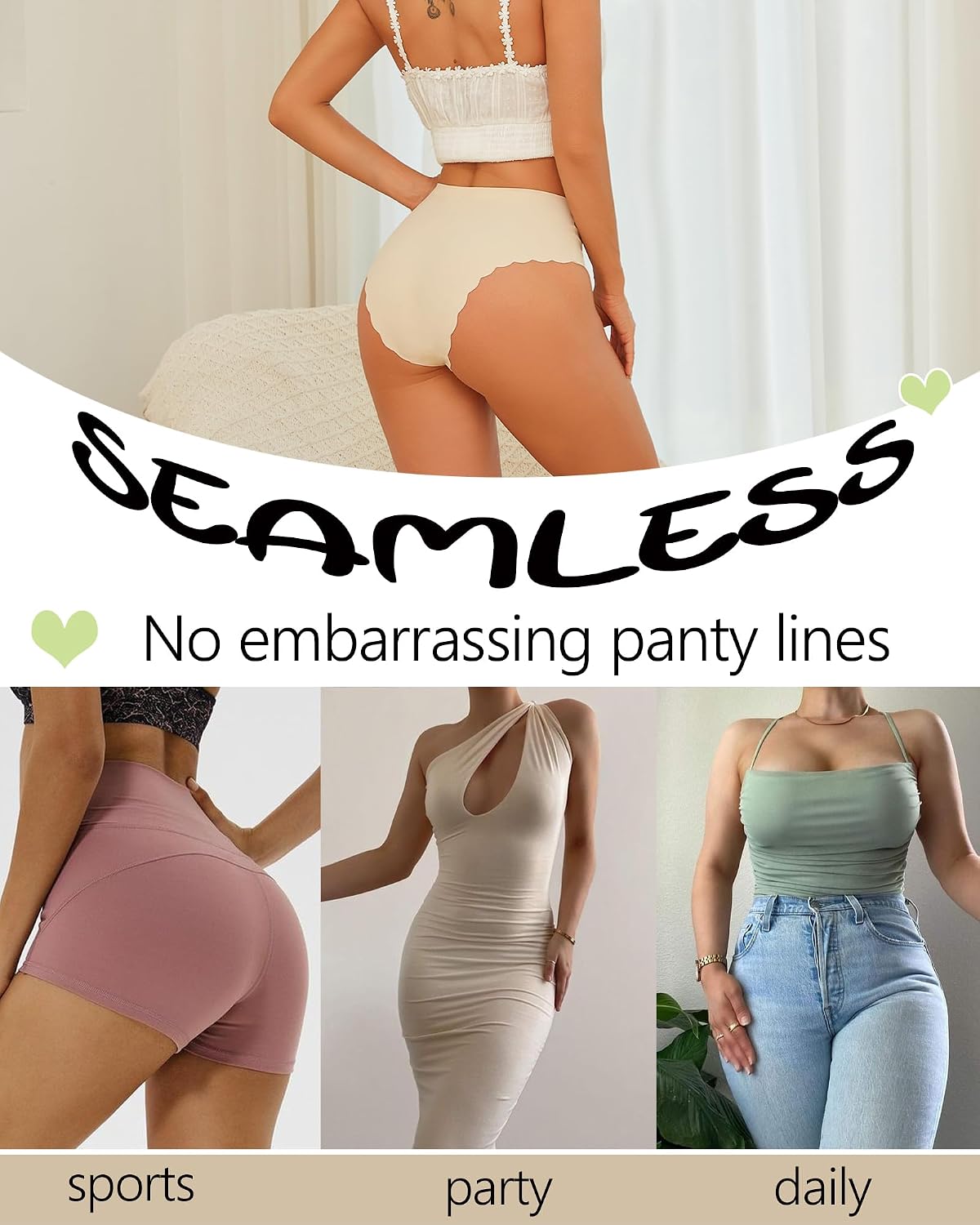 FINETOO High Waisted Seamless Cheeky Bikini 5 Pack — image 6