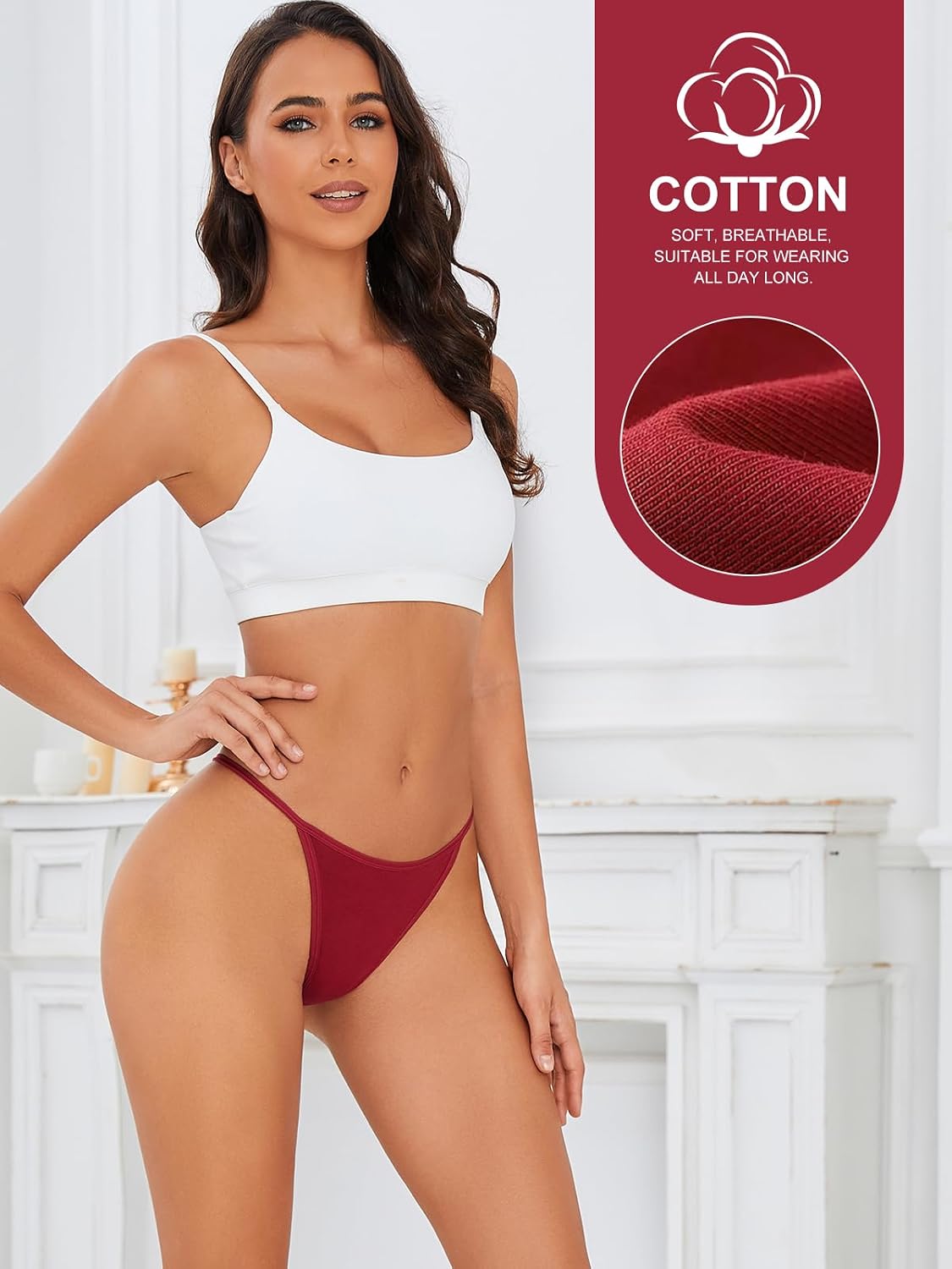 Oshkang Cotton G-String Thongs for Women 8-Pack — image 4