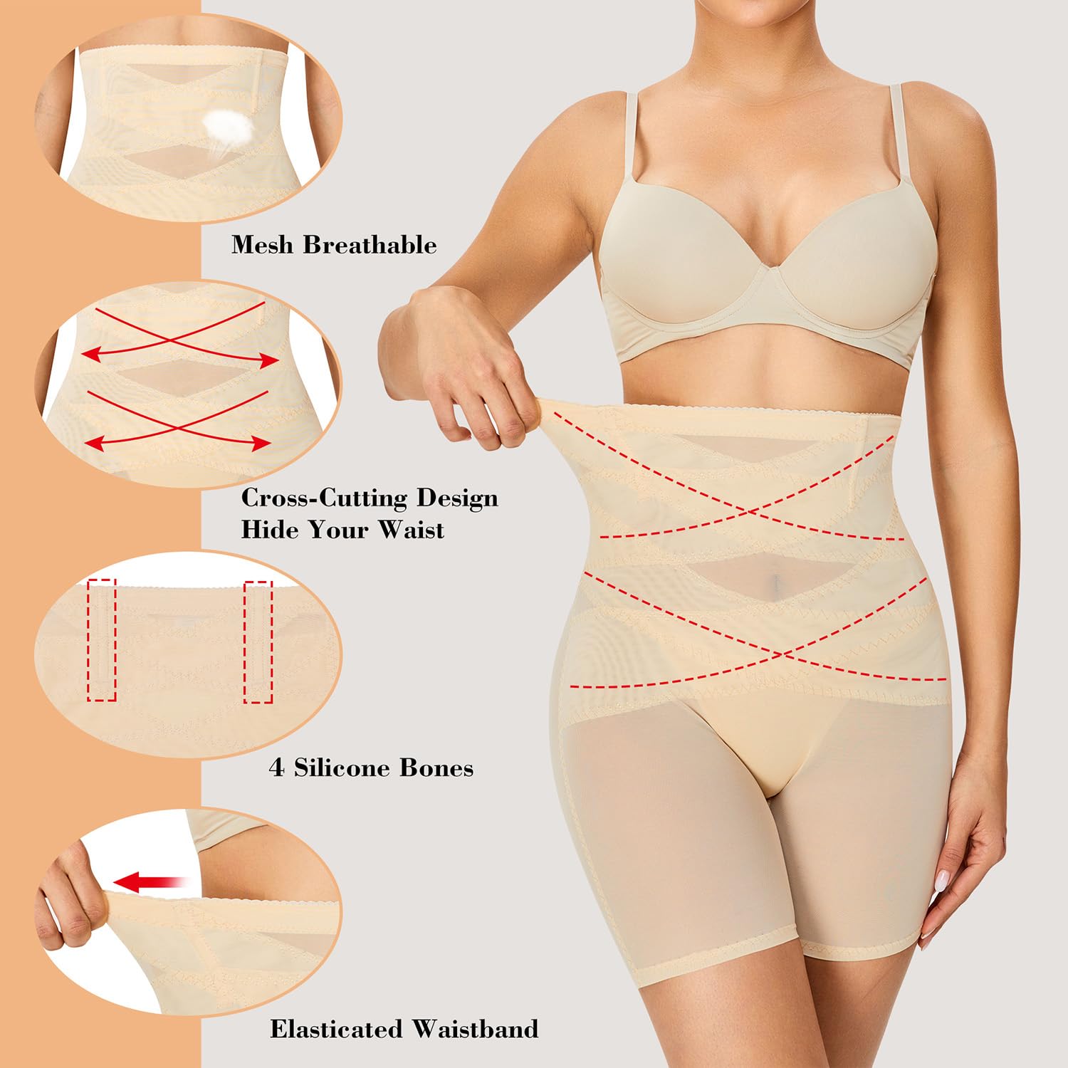 FLORATA High-Waisted Shapewear Shorts for Women — image 2