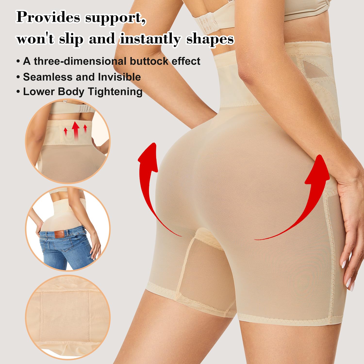 FLORATA High-Waisted Shapewear Shorts for Women — image 3