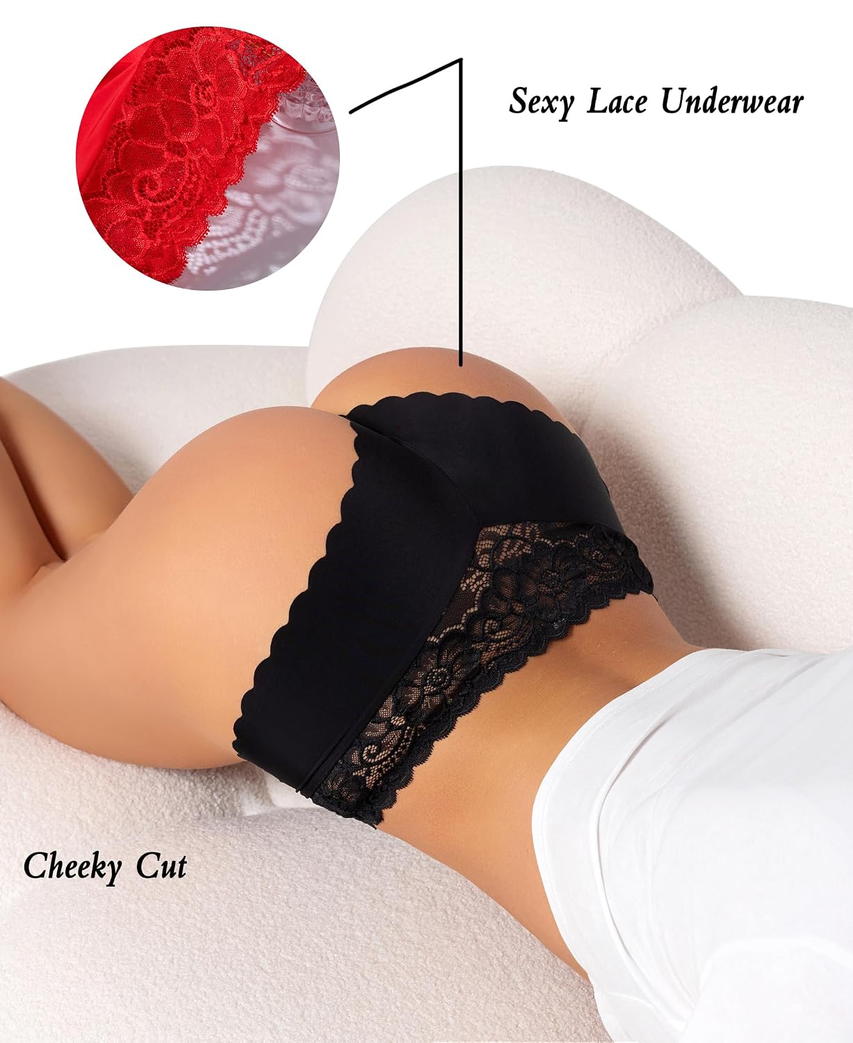 PENUUP Lace Cheeky Panties for Women 6 Pack — image 5